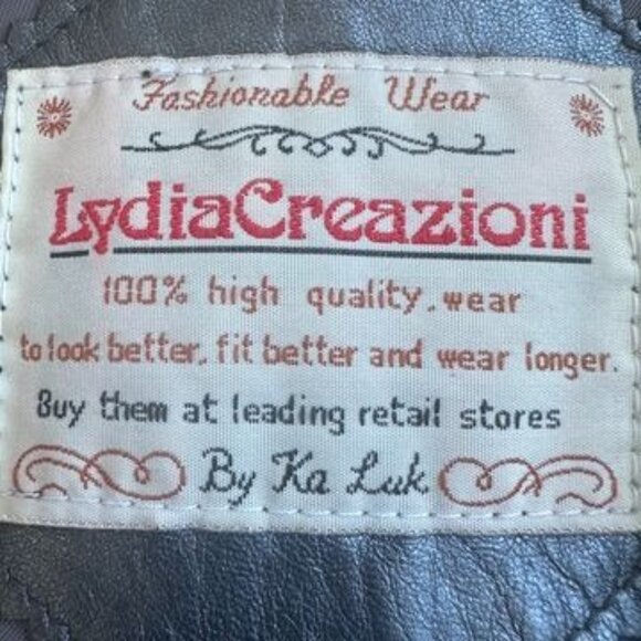 Vtg Lydia Creazioni By Ka Luk Gray Lamb Skin Leather Coat Size Ruffled Collar 1X - Picture 5 of 14